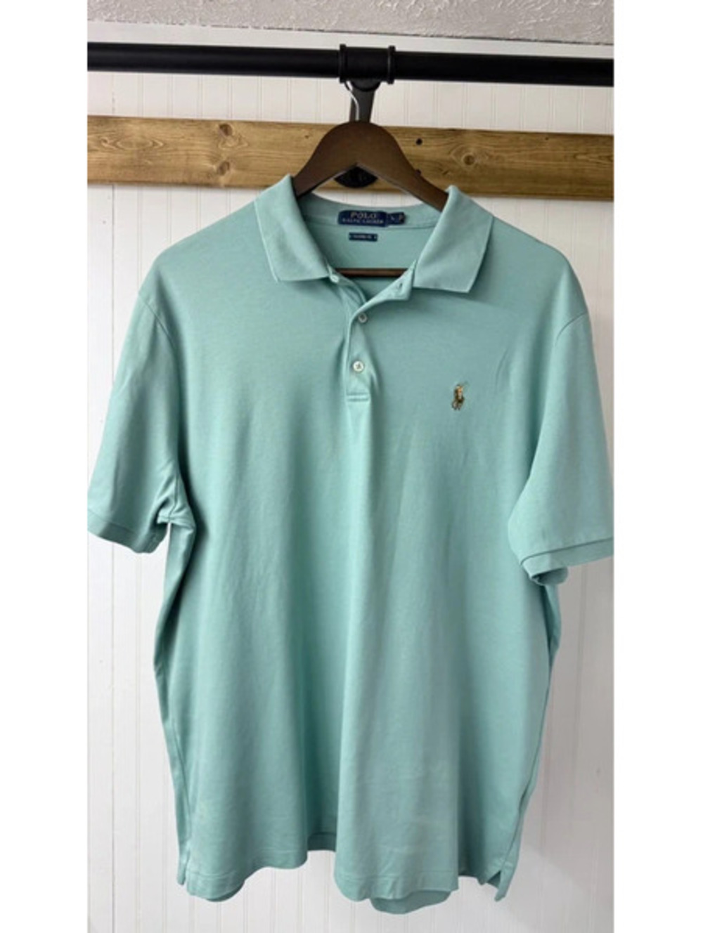 light green Polo Ralph Lauren signature embroidered pony logo large preppy retro